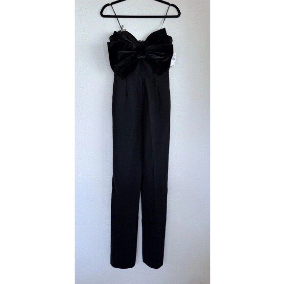 NWT Mestiza New York Jules Strapless Velvet Bow-Front Jumpsuit in Black Size 2 - Picture 3 of 8